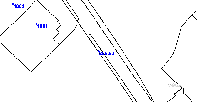 Parcela st. 2550/3 v KÚ Odry, Katastrální mapa