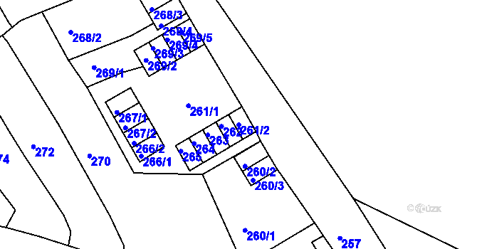 Parcela st. 261/2 v KÚ Odry, Katastrální mapa