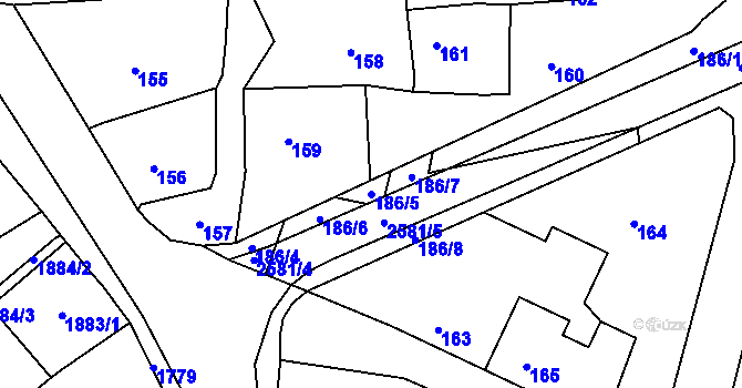 Parcela st. 186/5 v KÚ Odry, Katastrální mapa