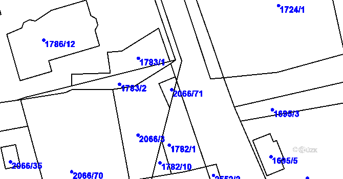 Parcela st. 2066/71 v KÚ Odry, Katastrální mapa