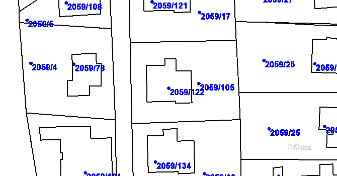 Parcela st. 2059/122 v KÚ Odry, Katastrální mapa