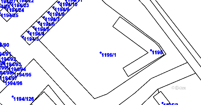 Parcela st. 1196/1 v KÚ Odry, Katastrální mapa