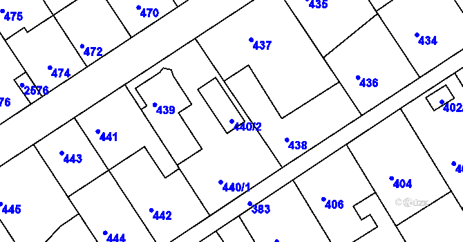 Parcela st. 440/2 v KÚ Odry, Katastrální mapa