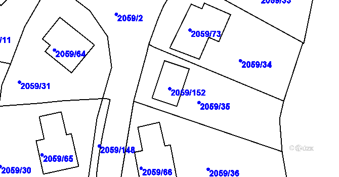 Parcela st. 2059/152 v KÚ Odry, Katastrální mapa