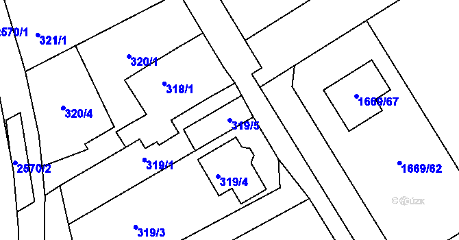 Parcela st. 319/5 v KÚ Odry, Katastrální mapa