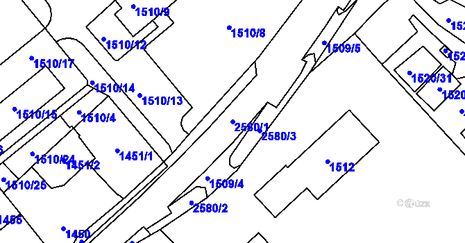 Parcela st. 2580/1 v KÚ Odry, Katastrální mapa