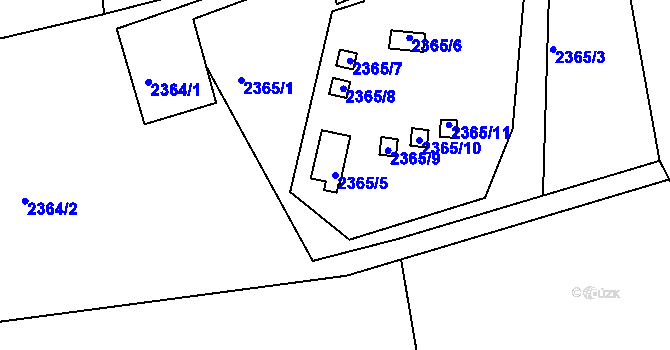Parcela st. 2365/5 v KÚ Odry, Katastrální mapa