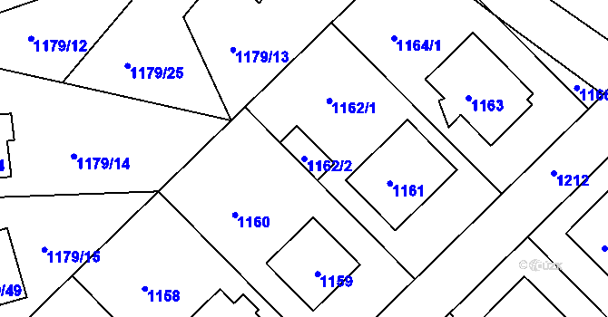 Parcela st. 1162/2 v KÚ Odry, Katastrální mapa