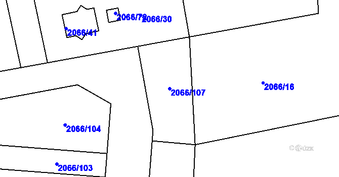 Parcela st. 2066/107 v KÚ Odry, Katastrální mapa