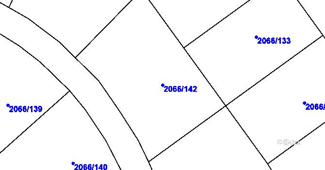 Parcela st. 2066/142 v KÚ Odry, Katastrální mapa