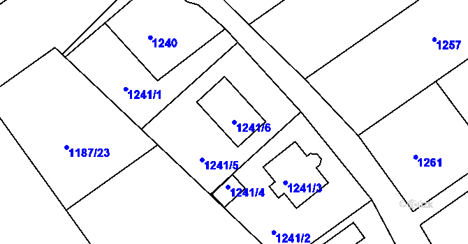 Parcela st. 1241/6 v KÚ Odry, Katastrální mapa