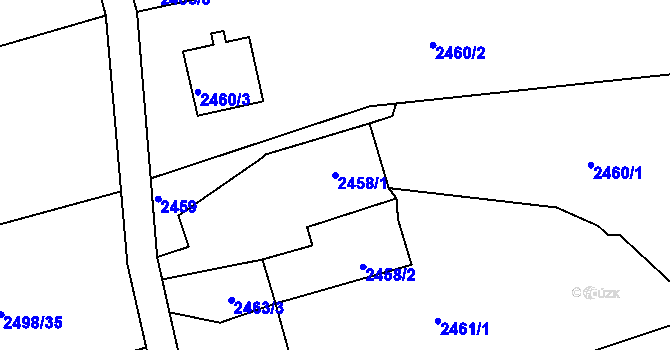 Parcela st. 2458/1 v KÚ Odry, Katastrální mapa