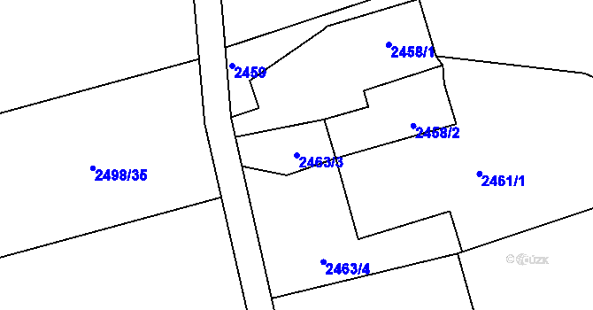 Parcela st. 2463/3 v KÚ Odry, Katastrální mapa