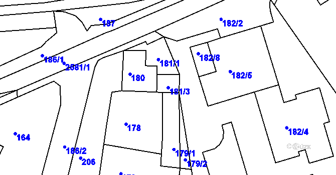 Parcela st. 181/3 v KÚ Odry, Katastrální mapa