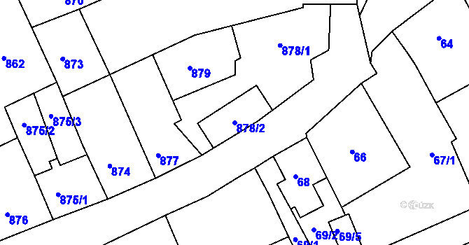 Parcela st. 878/2 v KÚ Odry, Katastrální mapa