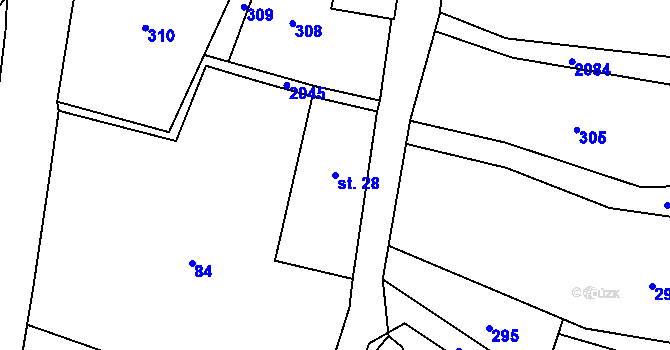 Parcela st. 28 v KÚ Veselí u Oder, Katastrální mapa