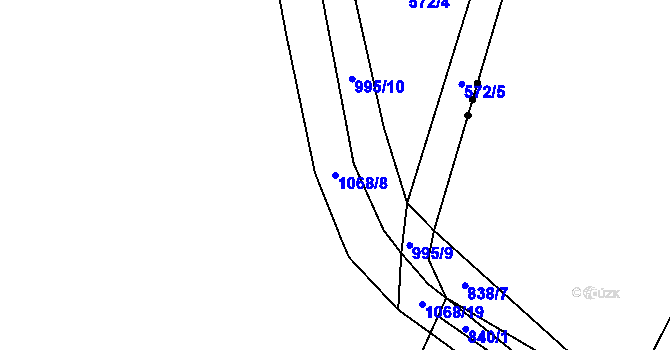 Parcela st. 1068/8 v KÚ Odřepsy, Katastrální mapa