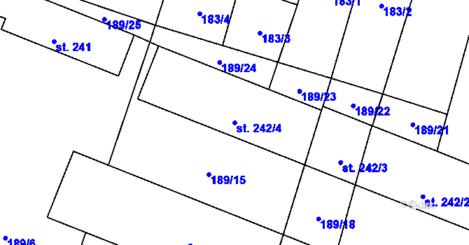Parcela st. 242/4 v KÚ Odřepsy, Katastrální mapa