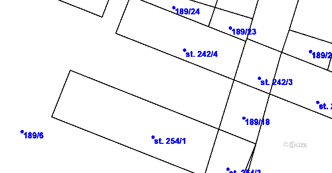 Parcela st. 189/15 v KÚ Odřepsy, Katastrální mapa