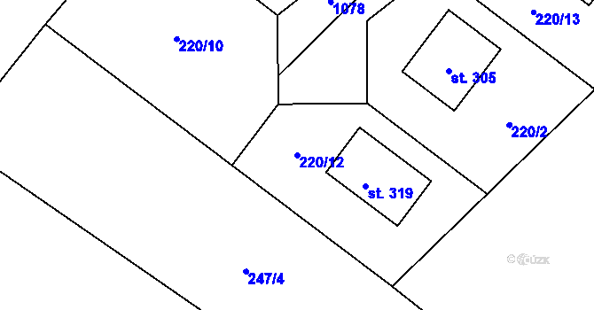 Parcela st. 220/12 v KÚ Odřepsy, Katastrální mapa