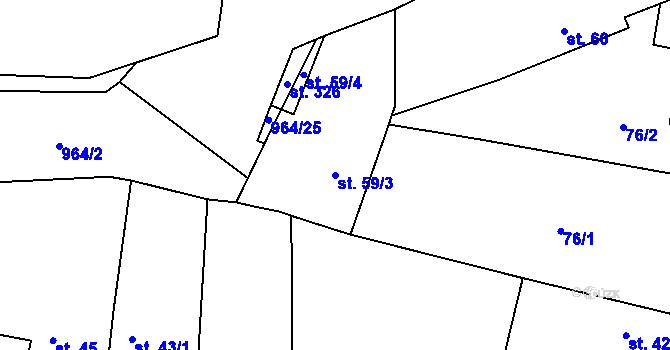 Parcela st. 59/3 v KÚ Odřepsy, Katastrální mapa