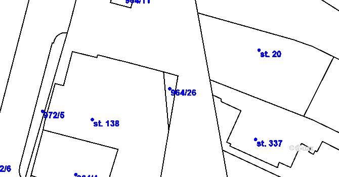 Parcela st. 964/26 v KÚ Odřepsy, Katastrální mapa