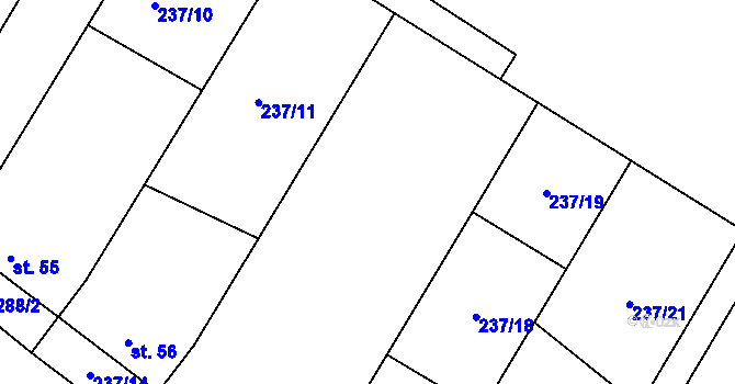 Parcela st. 237/12 v KÚ Odunec, Katastrální mapa