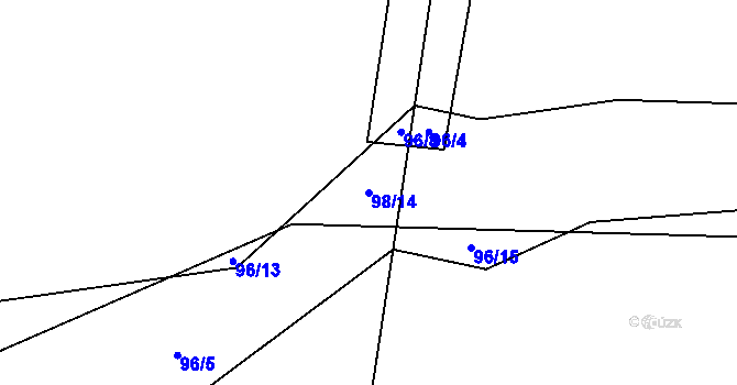 Parcela st. 98/14 v KÚ Odunec, Katastrální mapa