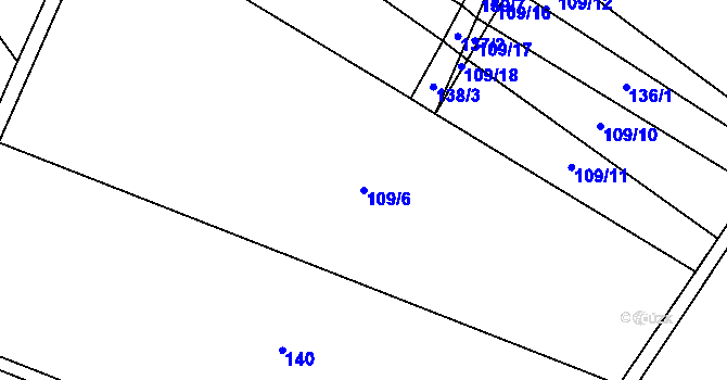 Parcela st. 109/6 v KÚ Odunec, Katastrální mapa
