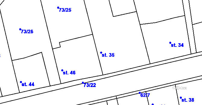Parcela st. 35 v KÚ Dománovice, Katastrální mapa