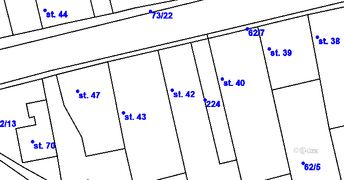 Parcela st. 42 v KÚ Dománovice, Katastrální mapa