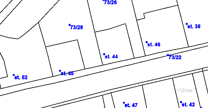 Parcela st. 44 v KÚ Dománovice, Katastrální mapa