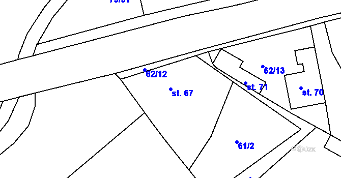 Parcela st. 67 v KÚ Dománovice, Katastrální mapa