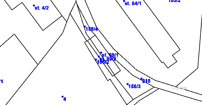 Parcela st. 69/1 v KÚ Dománovice, Katastrální mapa