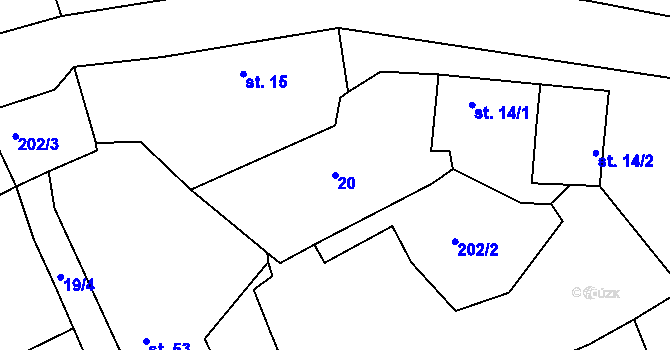 Parcela st. 20 v KÚ Dománovice, Katastrální mapa