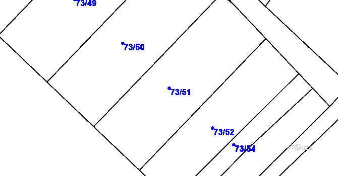 Parcela st. 73/51 v KÚ Dománovice, Katastrální mapa