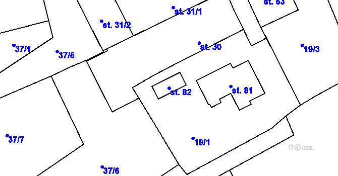 Parcela st. 82 v KÚ Dománovice, Katastrální mapa
