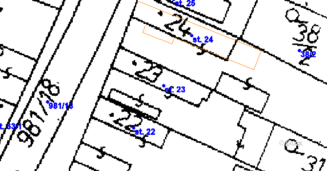 Parcela st. 23 v KÚ Ohaře, Katastrální mapa