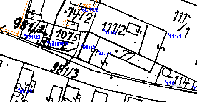 Parcela st. 77 v KÚ Ohaře, Katastrální mapa