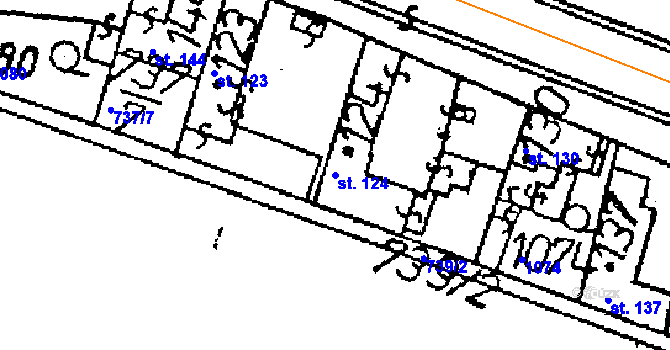 Parcela st. 124 v KÚ Ohaře, Katastrální mapa