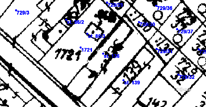 Parcela st. 136 v KÚ Ohaře, Katastrální mapa