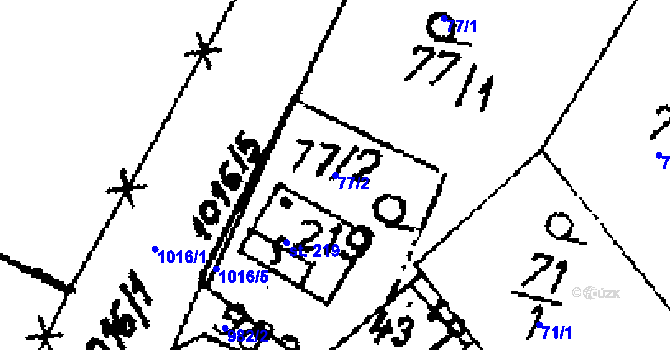 Parcela st. 77/2 v KÚ Ohaře, Katastrální mapa