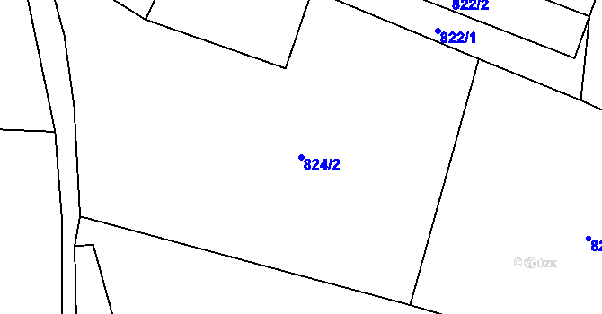 Parcela st. 824/2 v KÚ Ohaře, Katastrální mapa