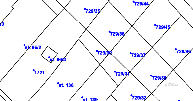 Parcela st. 729/30 v KÚ Ohaře, Katastrální mapa