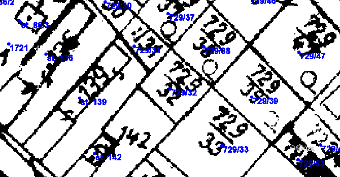 Parcela st. 729/32 v KÚ Ohaře, Katastrální mapa