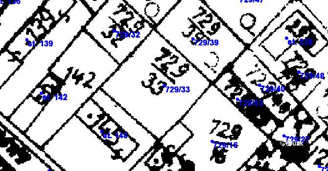 Parcela st. 729/33 v KÚ Ohaře, Katastrální mapa