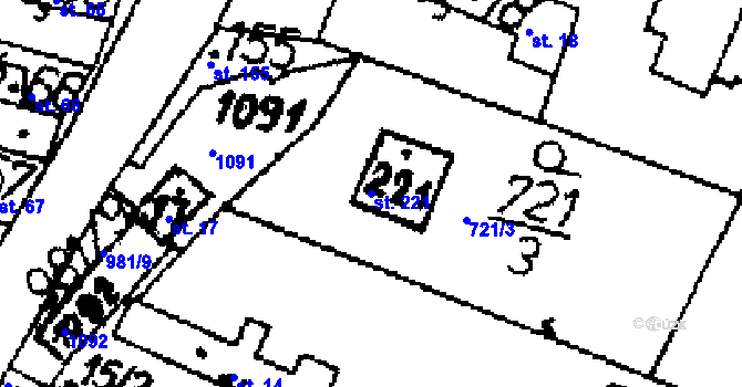 Parcela st. 221 v KÚ Ohaře, Katastrální mapa
