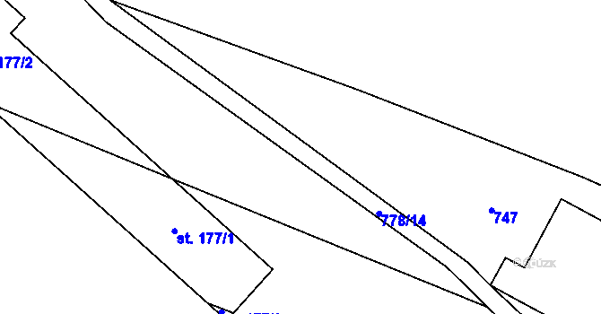 Parcela st. 778/14 v KÚ Ohaře, Katastrální mapa