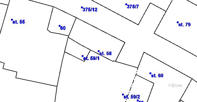 Parcela st. 58 v KÚ Polní Chrčice, Katastrální mapa
