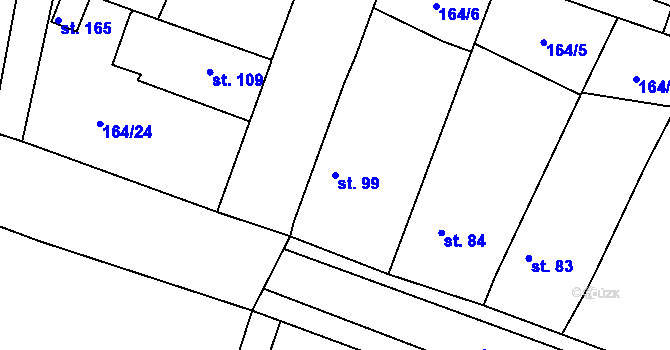 Parcela st. 99 v KÚ Polní Chrčice, Katastrální mapa